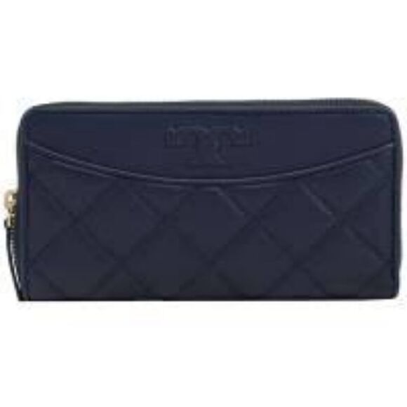 Tory Burch Savannah Quilted Leather ZIP AROUND wallet in Navy- NWT - Picture 3 of 10